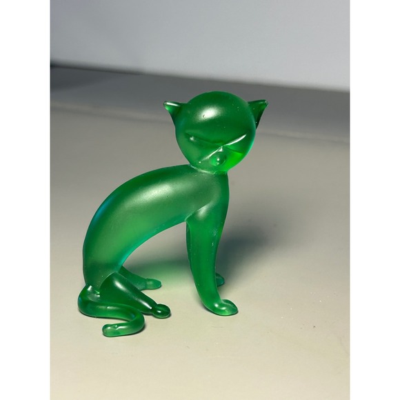 Set of 4 Frosted Glass Cat Figurines Pink Blue Purple Green Art Glass Miniatures - Picture 3 of 16